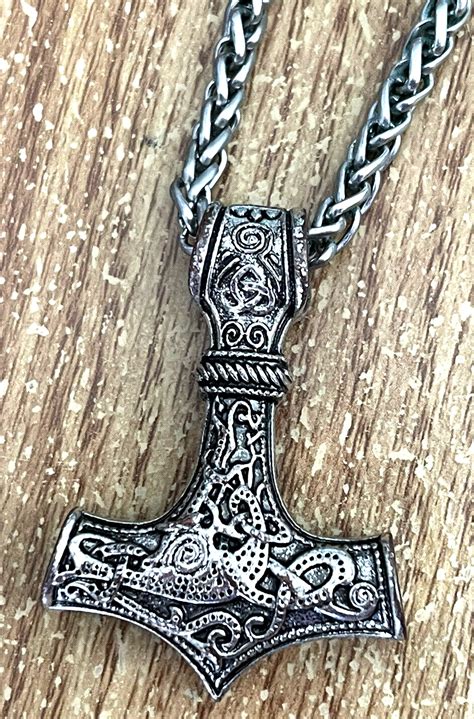 Norse Viking Thors Hammer Mjolnir Pendant Stainless S Gem