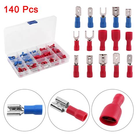 140pcs Insulated Crimp Terminals Assorted Red Blue Terminal Electrical