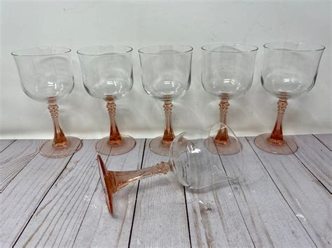 Pink Spiked Stem Wine Glasses Cristal D Arques Durand Wine Goblets