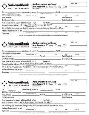 Fillable Online Account Closing Form National Bank And Trust Fax