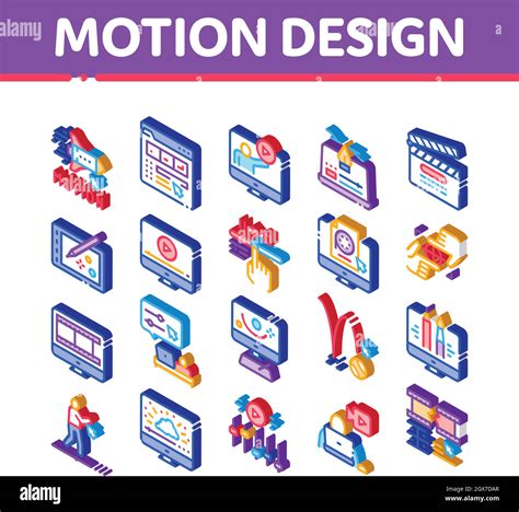 Motion Design Studio Isometric Icons Set Vector Stock Vector Image