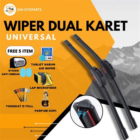 Jual Wiper Dual Karet Double Karet Universal Model Karet Ganda Dobel