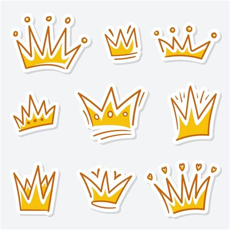 Premium Vector Set Of Doodle Crown Sketch Hand Drawn Style