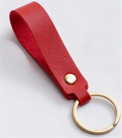 Luxe Sleutelhanger Rood Pu Leer Hanger Goud Dames Heren Sleutel