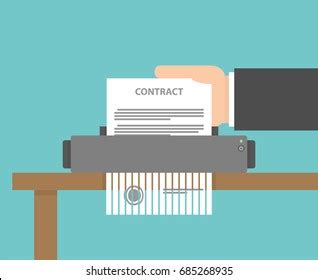 Hand Putting Contract Paper Shredder Machine Stock Vector Royalty Free