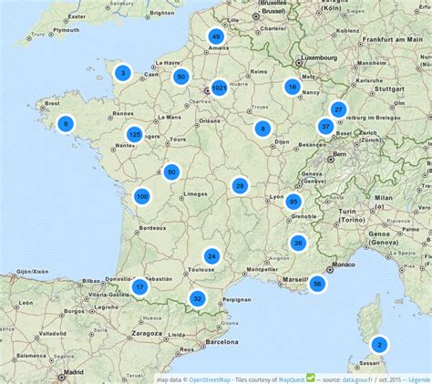 Carte des Bornes de Recharge pour Véhicules Électriques Data gouv fr