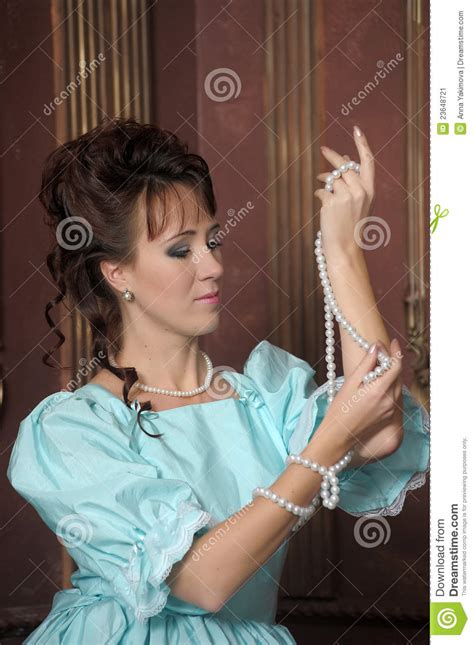 Beauty Girl In A Vintage Dress Stock Image Image Of Attractive