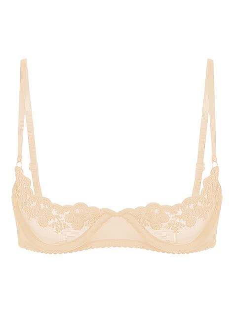 Xnihocha Womens Sexy See Through Sheer Lace 1 4 Cup Bra Exposed Breast