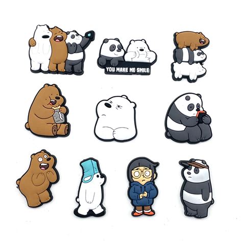 Pcs Set Fashion Cartoon Bare Bears Cute Shoe Charms Para Sand Lias