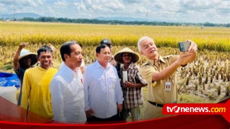 Momen Langka Jokowi Prabowo Subianto Ganjar Pranowo Selfie Bersama