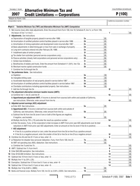 Fillable Online Ftb Ca Alternative Minimum Tax And Credit