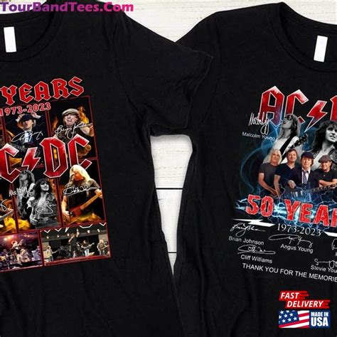 Acdc 50 Years Anniversary 1973 2023 T Shirt Rock Band Thank You For The