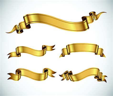 Gold Ribbon Banners Luxury Vector Vectors Graphic Art Designs In