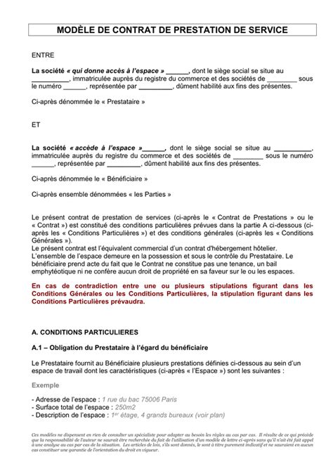 Modèle de contrat de prestation de service DOC PDF page 1 sur 9