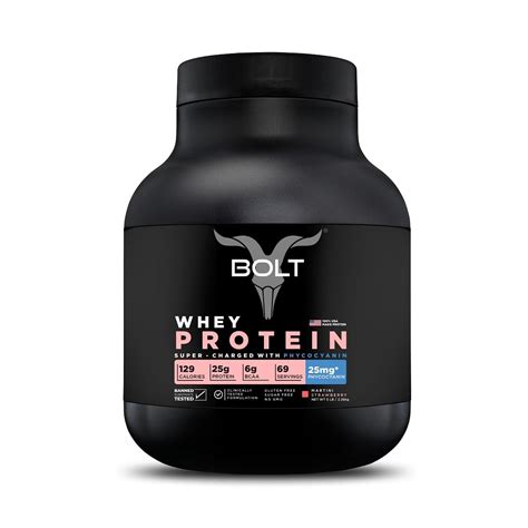 Bolt Whey Protein Powder 100 Usa Made Whey Protein With Phycocyanin For Quick Muscle Recovery