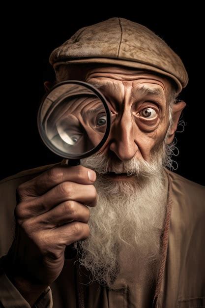 Premium Ai Image The Elderly Man And The Magnifying Glass