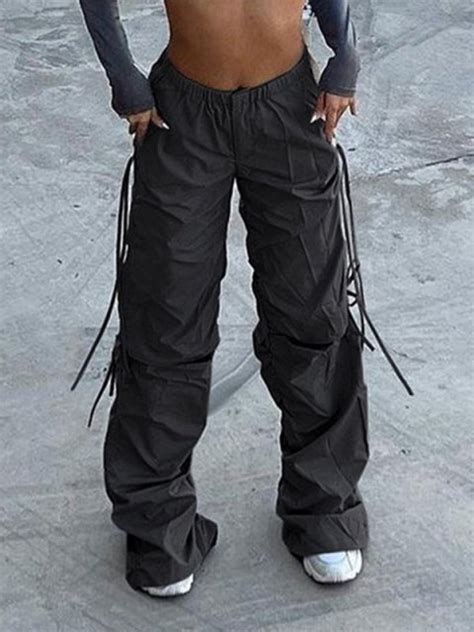 2022 Pocket Baggy Y2k Parachute Cargo Pants Black M In Cargo Pants