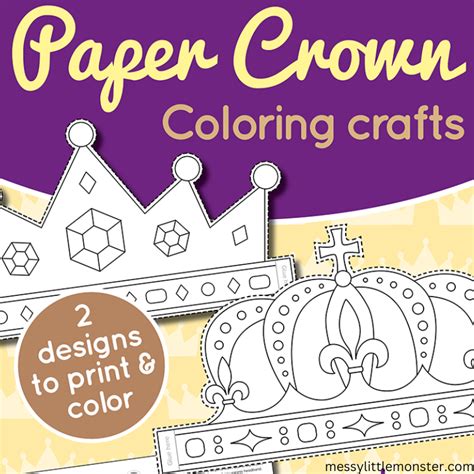 Paper Crown Template Messy Little Monster Shop Worksheets Library