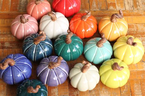 Ceramic Pumpkin Solid Color Fall Decor Small Pottery Pumpkin