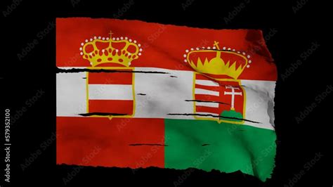 Torn Damaged Unattached Historical Flag Of Austria Hungary