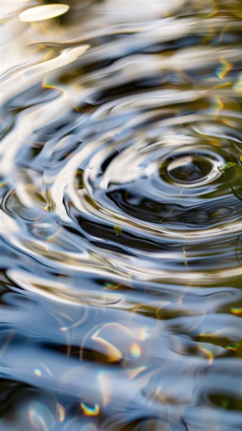 Water Droplets Falling Into A Pond Close Up Of Water Ripples Water