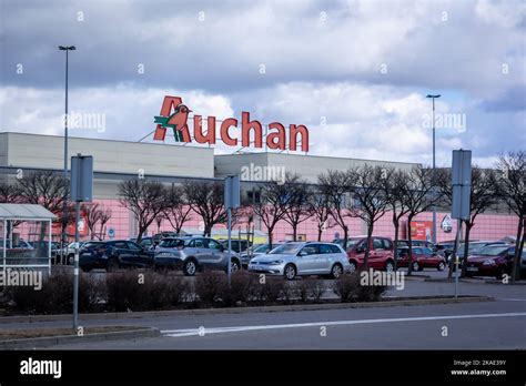 Wroclaw Poland February 19 2022 French Supermarket Auchan And A