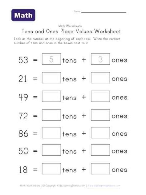 Breaking Into Tens Ones Worksheets Worksheetscity