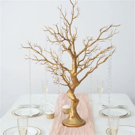 34 Metallic Gold Manzanita Centerpiece Tree 8 Acrylic Bead Chains