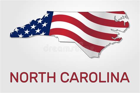 Combined Map And Flag Of Usa State Of North Carolina Stock Vector