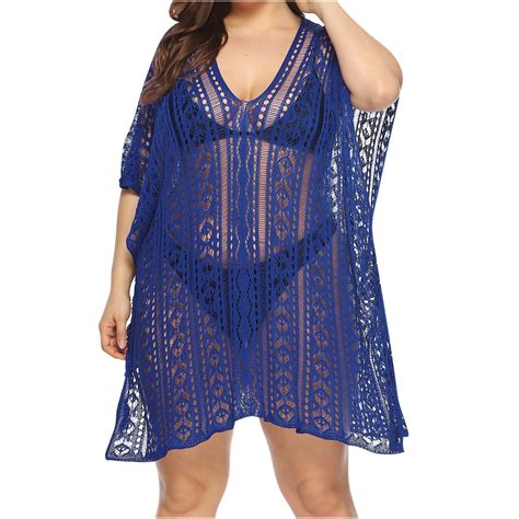 Fatyb Omens Plus Size Swimsuit Cover Ups Crochet Hollow Out Bikini