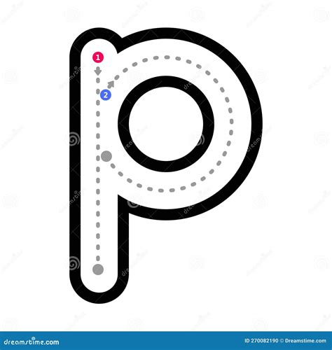 Tracing Alphabet Letter P Lowercase Prewriting Dotted Line Element For Kindergarten And