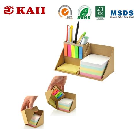 Kaii Colored Sticky Note Set And Organizercompact Sticky Note Holder