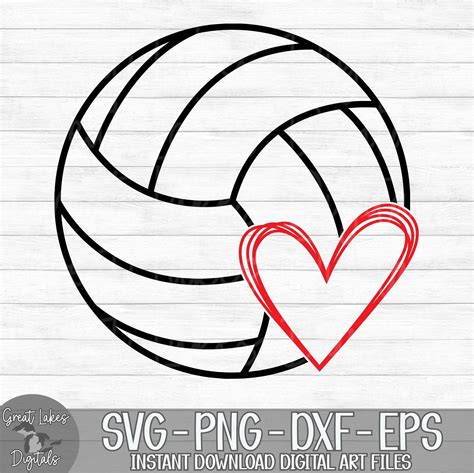 Volleyball With Heart Instant Digital Download Svg Png Etsy