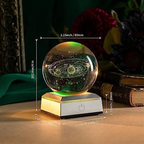 Erwei D Solar System Model Crystal Ball Laser Engraved Universe