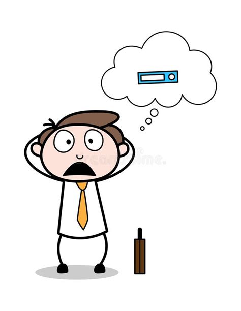 Worried About The File Office Businessman Employee Cartoon Vector