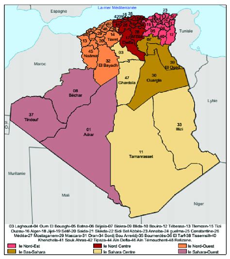 Administrative Map Of Algeria Showing The Four Military Subdivisions Of