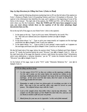 Fillable Online Step Bystep Directions For Filling Out Form Notice