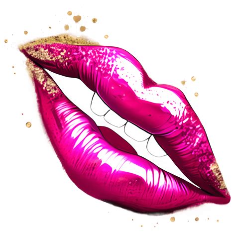 Hot Lip Roze Gouden Glittertanden · Creative Fabrica