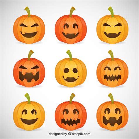 Funny halloween pumpkins Vector | Free Download