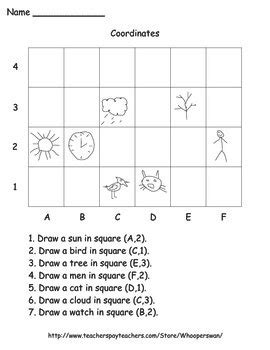 Coordinates Worksheets by WhooperSwan | Teachers Pay Teachers