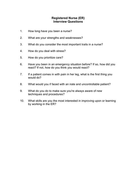 Sample Registered Nurse Interview Questions Fill Out Sign Online And Download Pdf