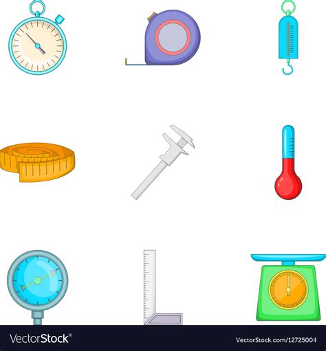 Measurement Icons Set Cartoon Style Royalty Free Vector