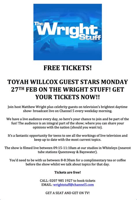 Dreamscape – Toyah Willcox Fansite » Toyah on TV: The Wright Stuff