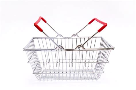 Metal Shopping Basket With Red Handles