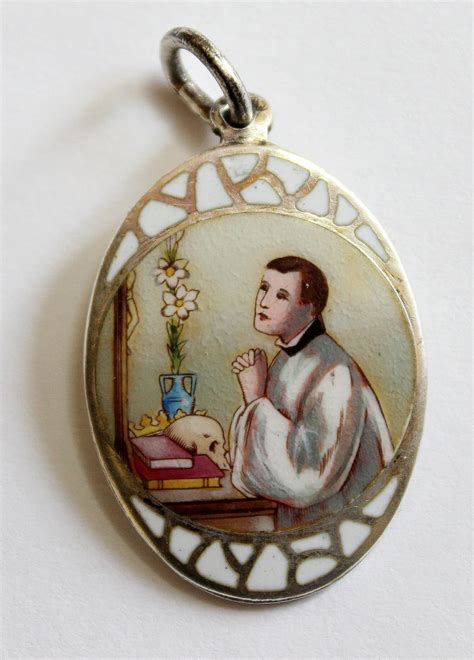 S Sterling Cloisonn Hand Painted Enamel Medal St Aloysius