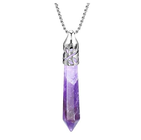 Beadnova Healing Crystal Necklace For Women Men Natural Amethyst Quartz