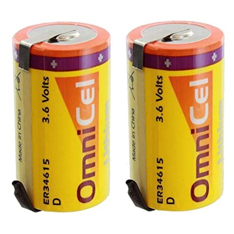 2X OmniCel ER34615 3 6V 19 Ah D High Energy Lithium Battery Tabs Sensor