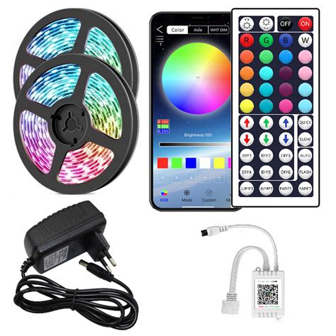 Taśma LED RGB 5050 Kolorowa Aplikacja Mobilna Bluetooth Pilot Zasilacz