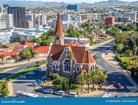 The Famous Christ Church in Namibia`s Capital Windhoek Stock Photo ...