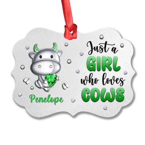 Sandjest Personalized Cow Ornament Jewelry Style Just A Girl Loves Cows Aluminum Ornament 2022